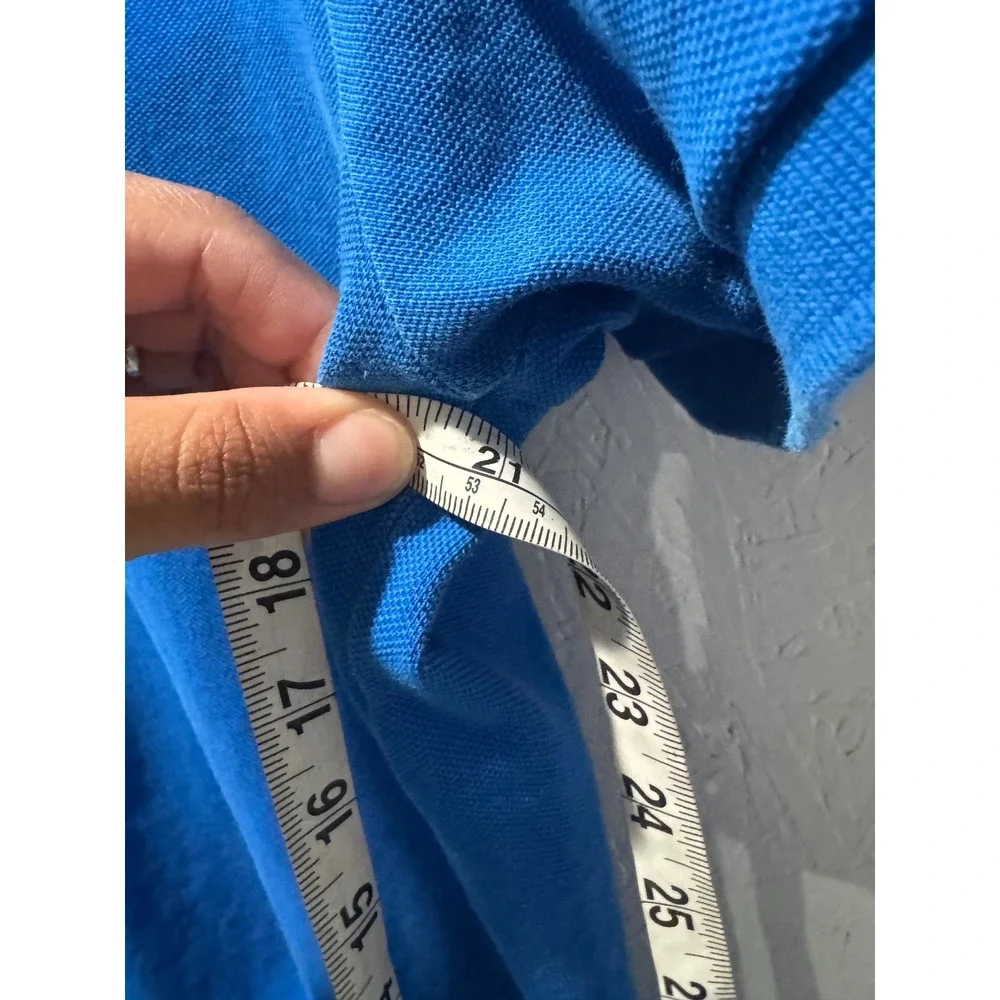 Burberry London England Mens Blue Pique Cotton Polo Shirt Large 3974314